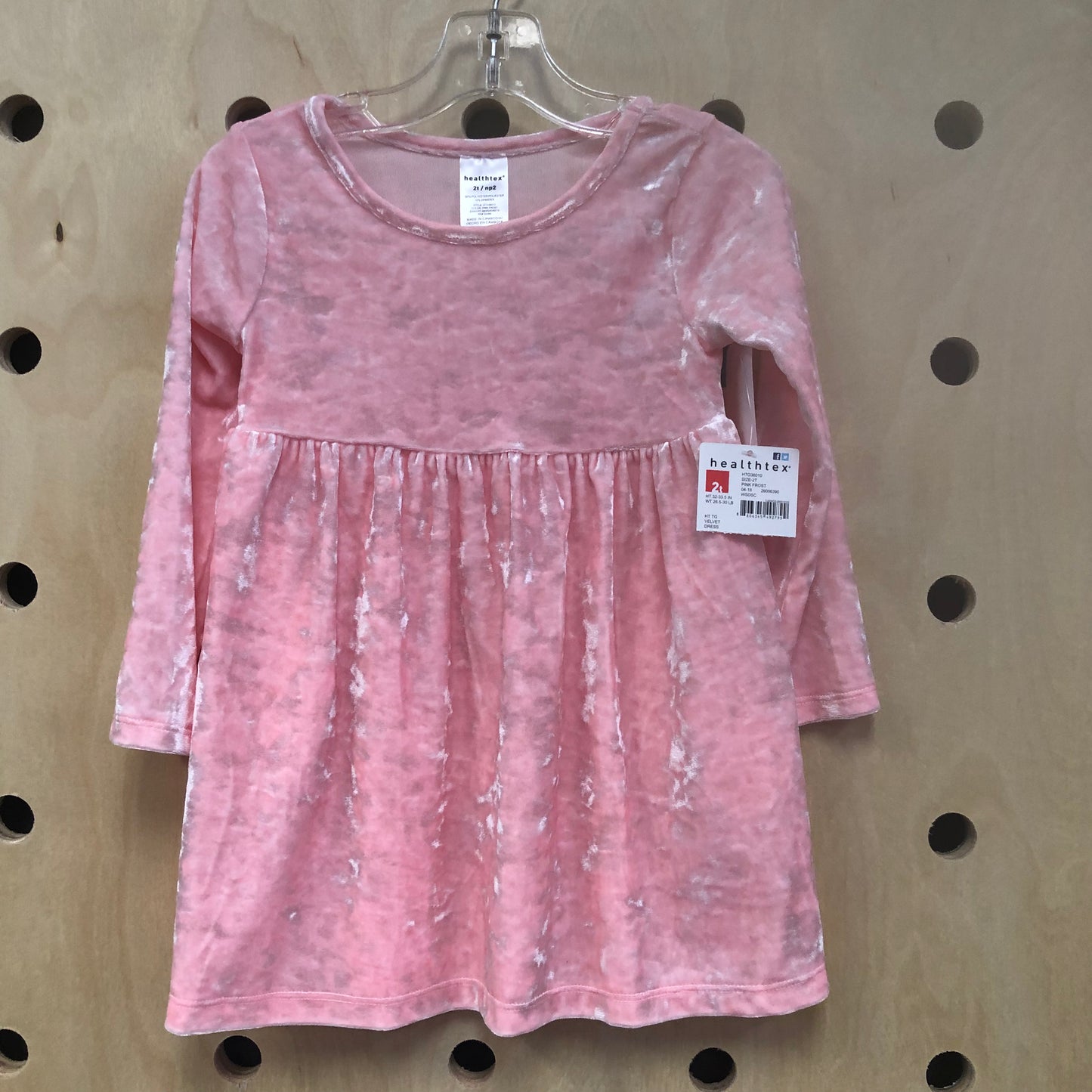 Pink Velour Long Sleeve Dress