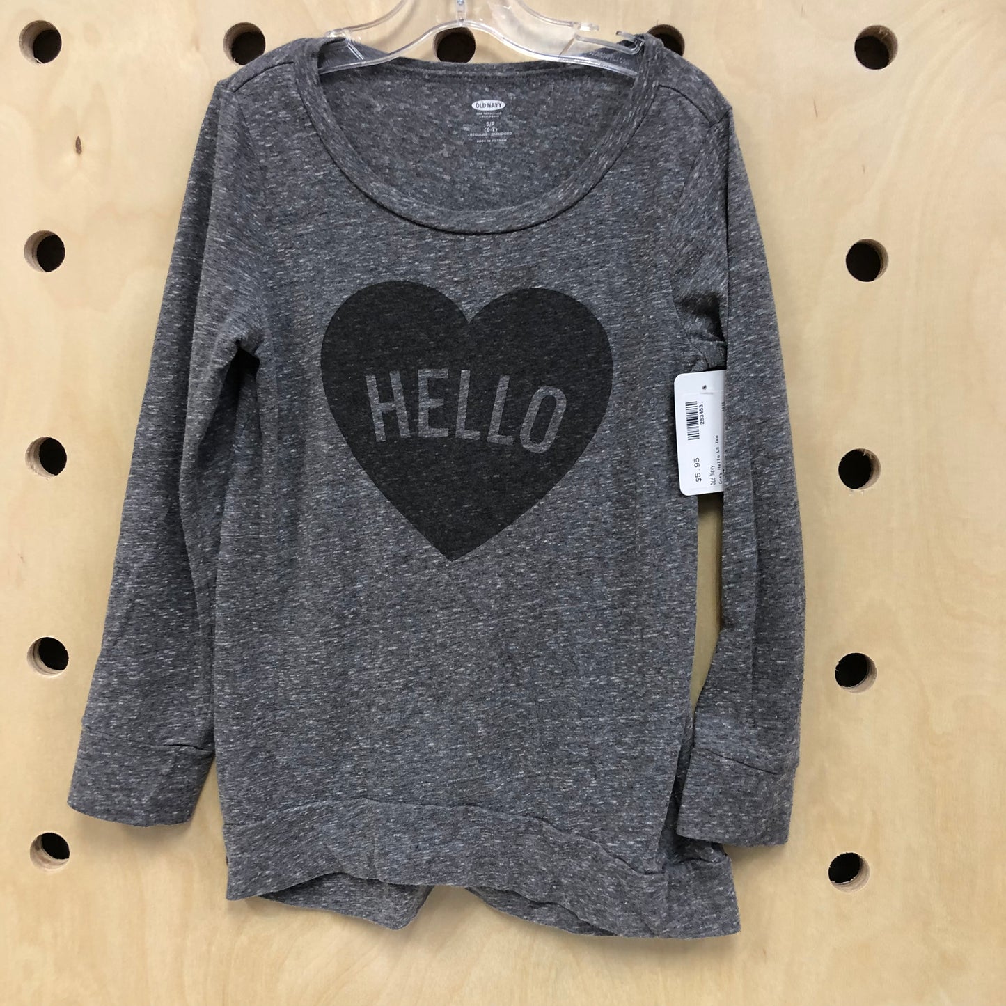 Grey Hello LS Tee