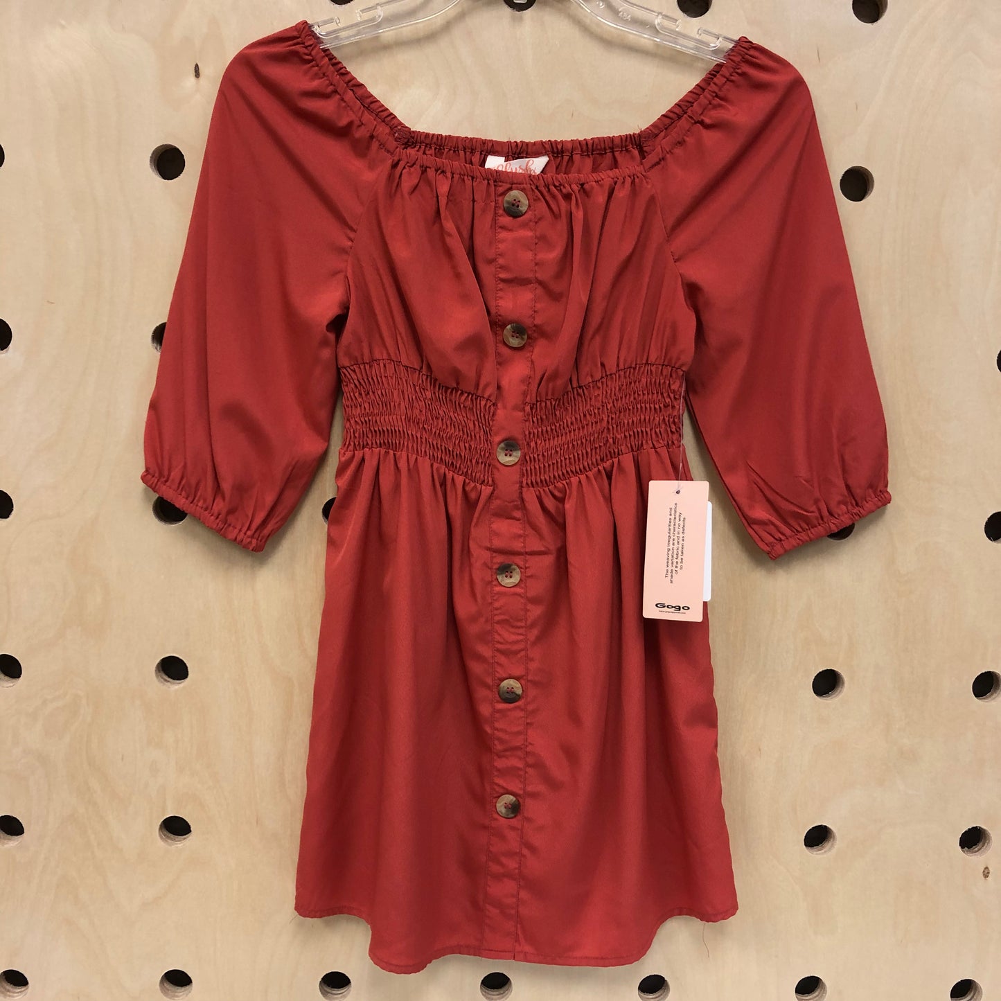 Burnt Orange Button Dress NEW