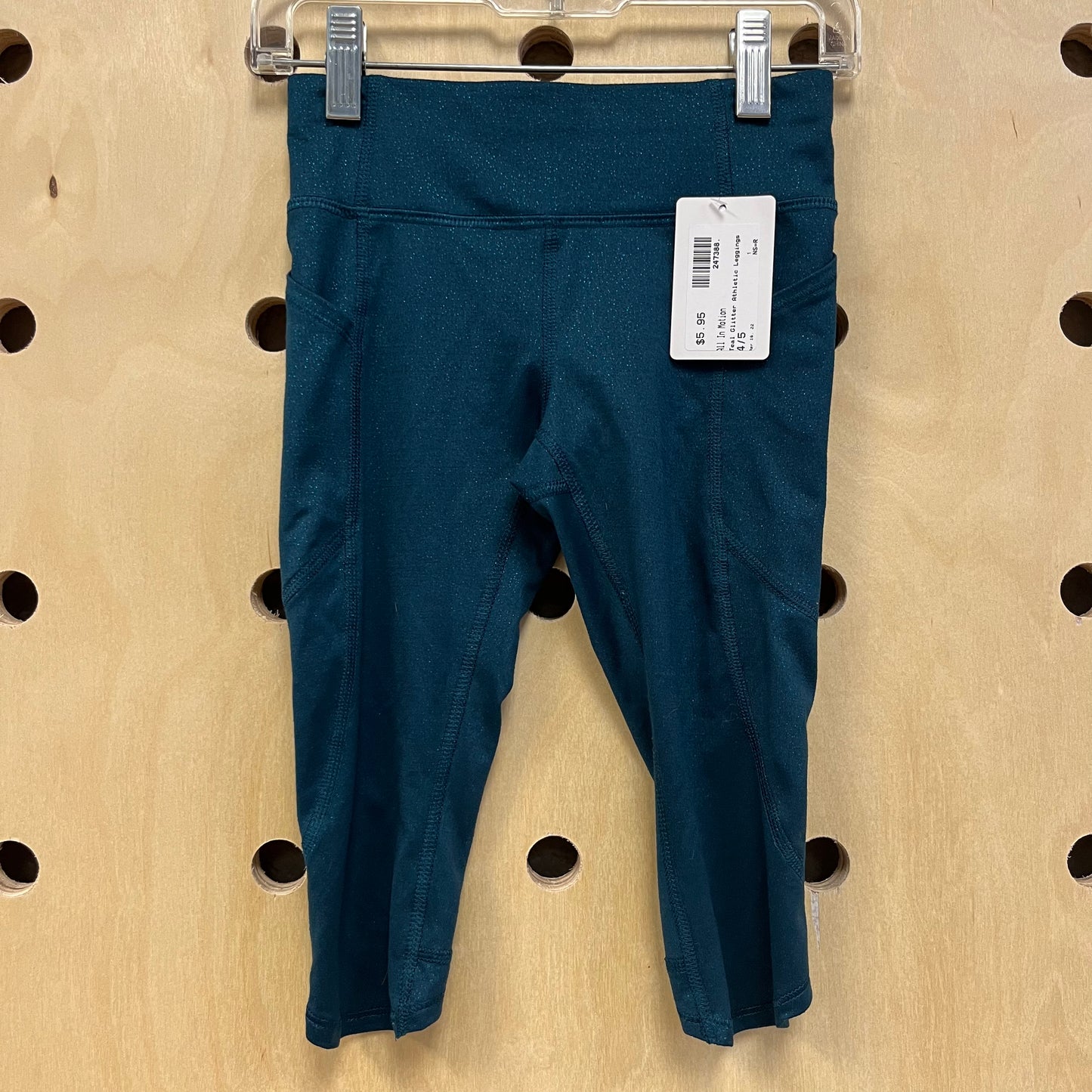 Teal Glitter Athletic Leggings