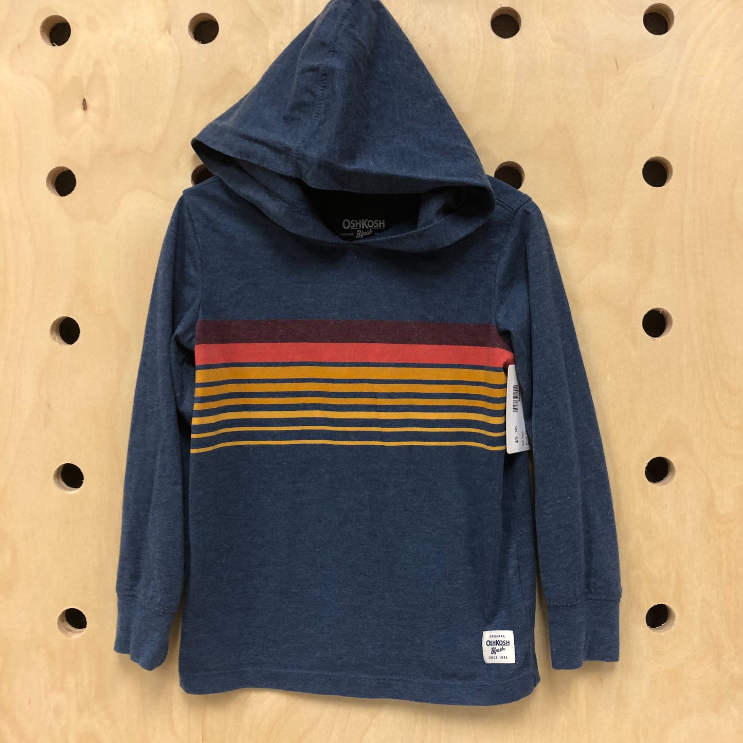Blue Striped Hooded LS Top