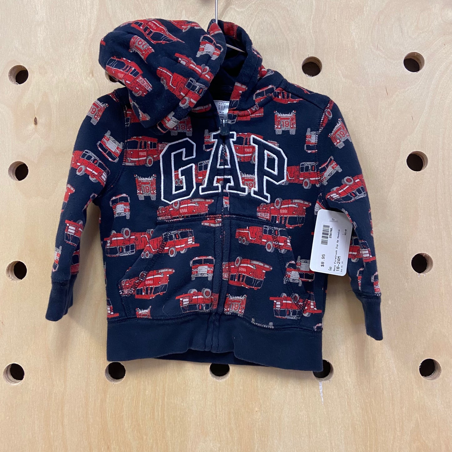 Navy Firetruck Zip Up Hoodie
