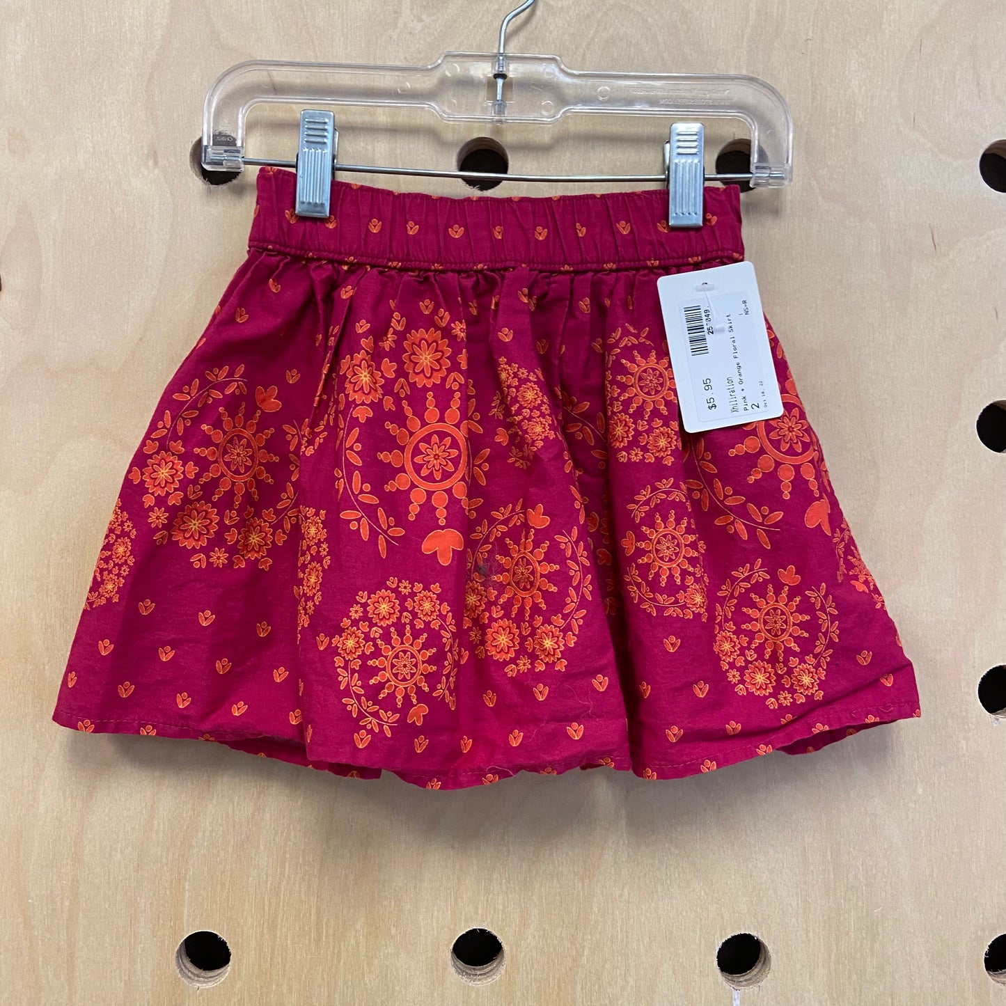 Pink + Orange Floral Skirt