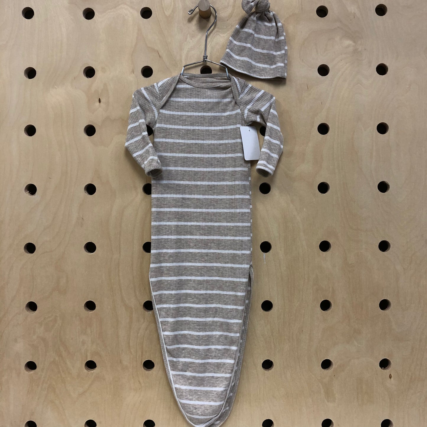 Tan Striped Knotted Gown