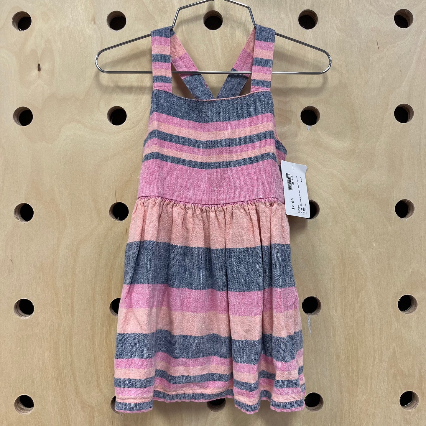 Pink Striped Cross Back Dress