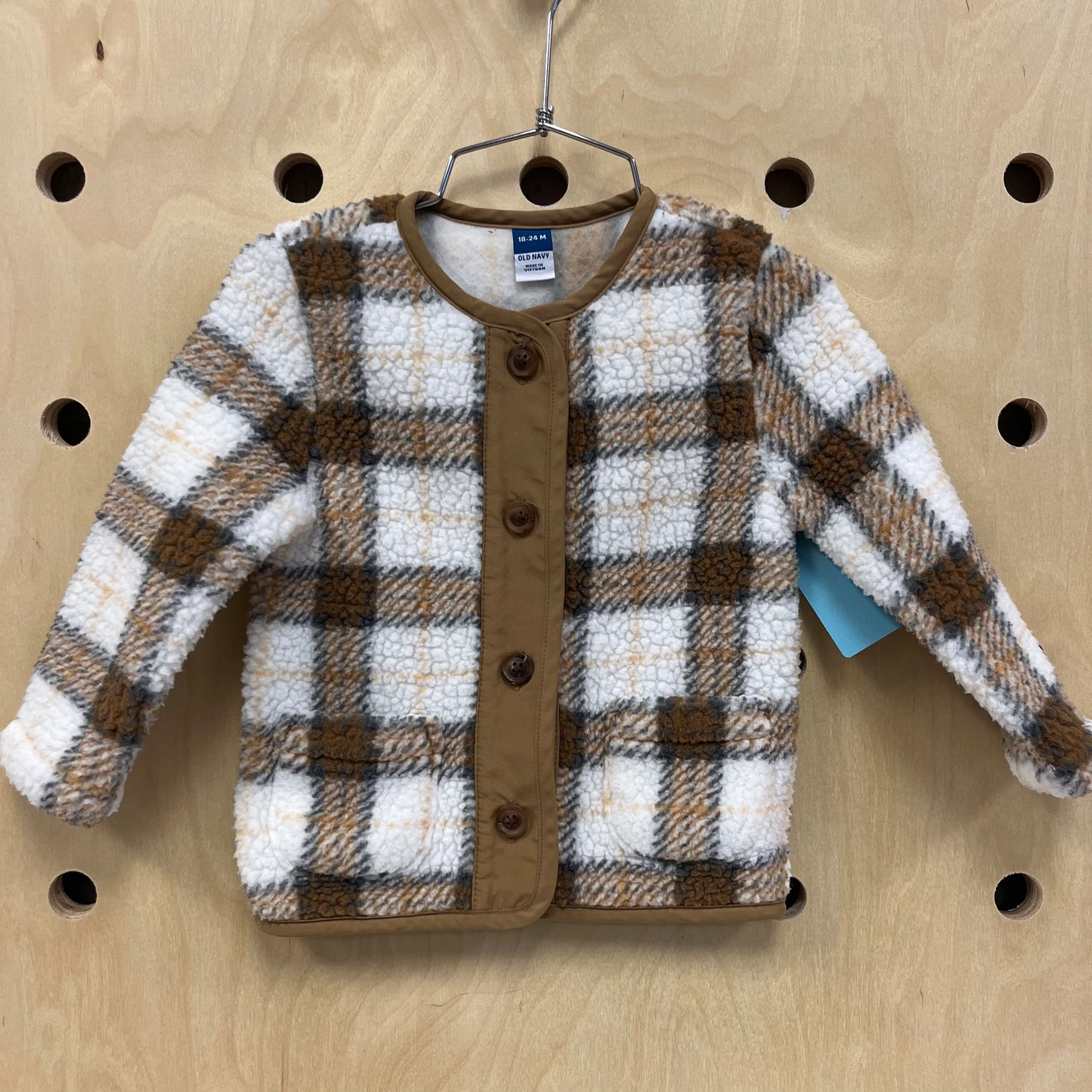 White Plaid Sherpa Jacket