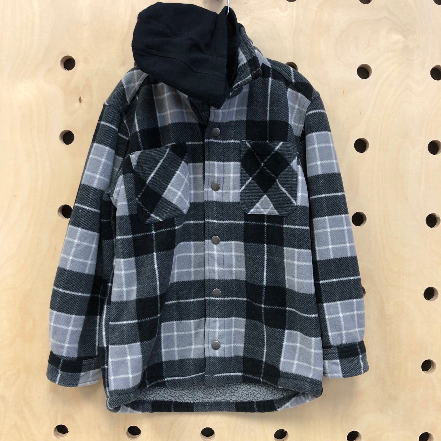 Grey Plaid Lined Flannel Jacke