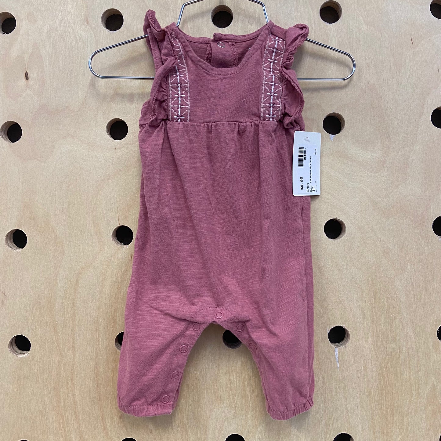 Mauve Embroidered Romper