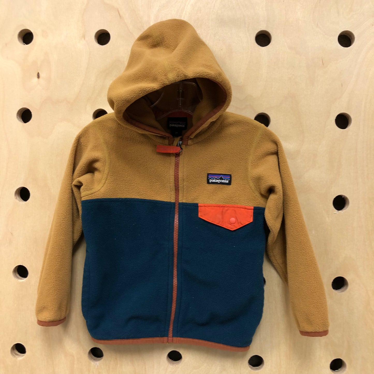 Camel/Teal Micro D Snap Hoodie