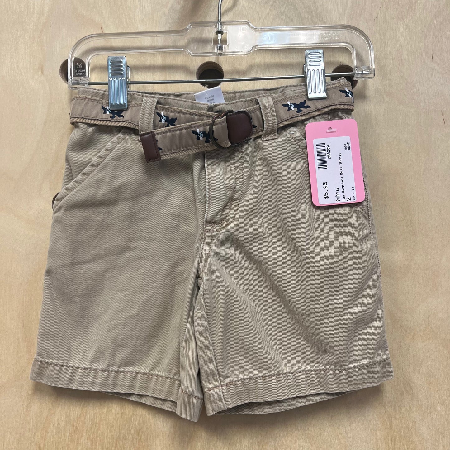 Tan Airplane Belt Shorts