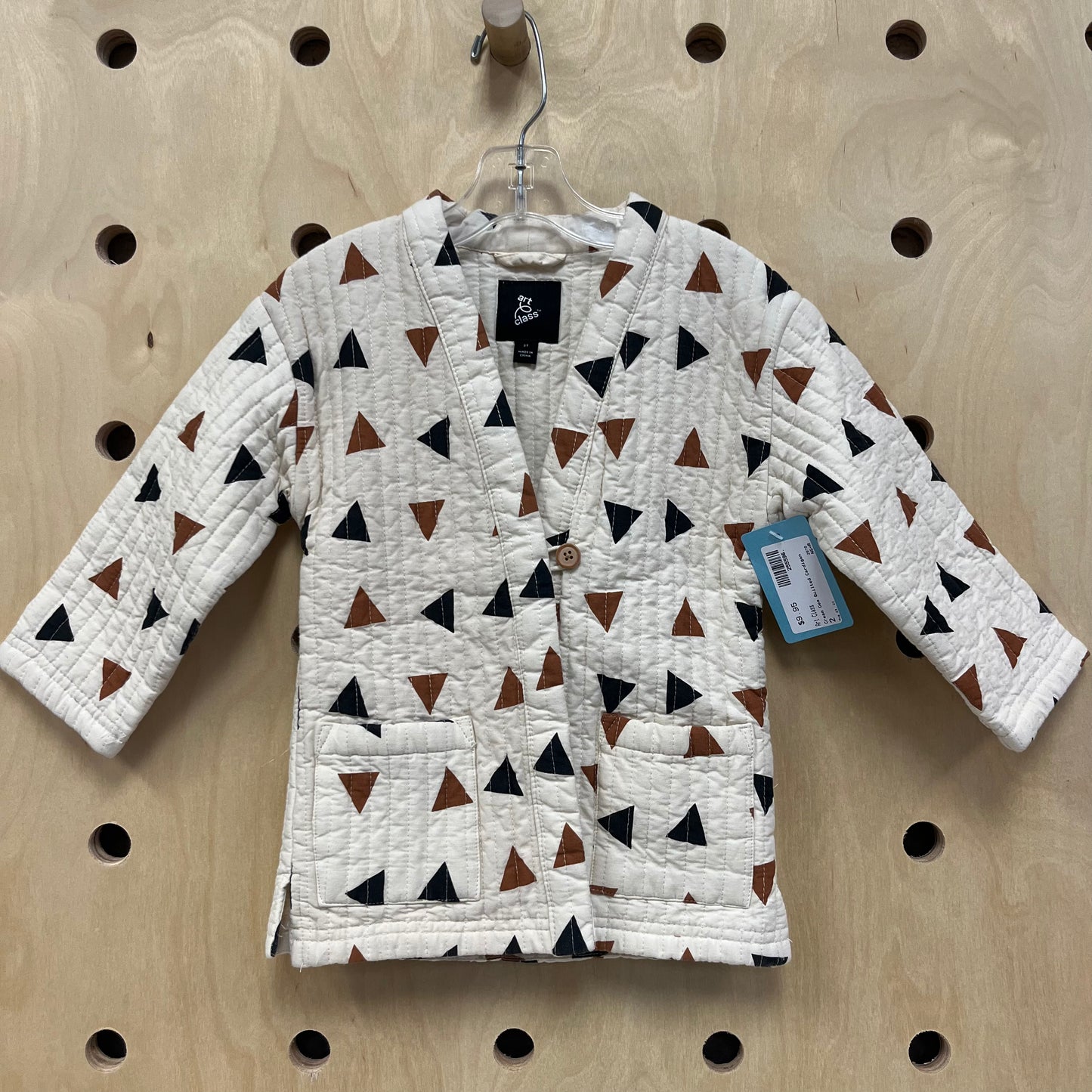 Cream Geo Quilted Cardigan