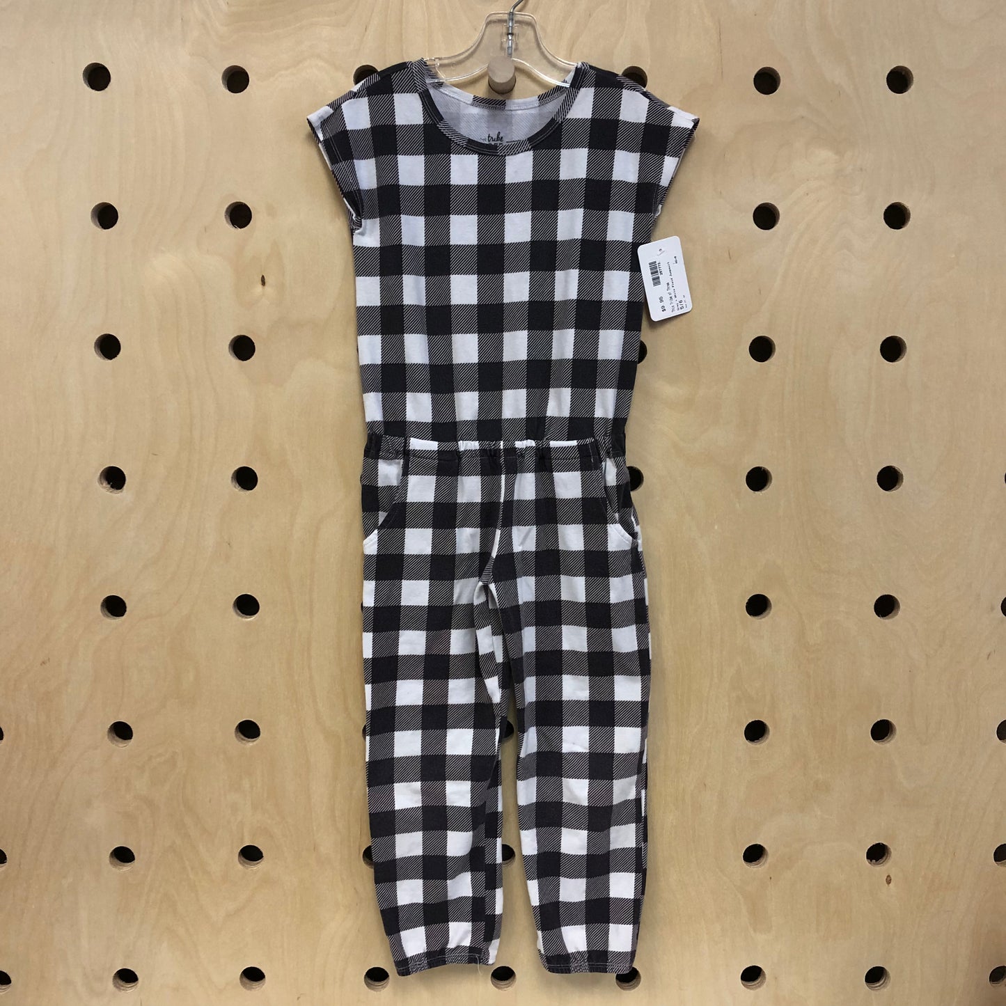 Grey + White Plaid Jumpsuit