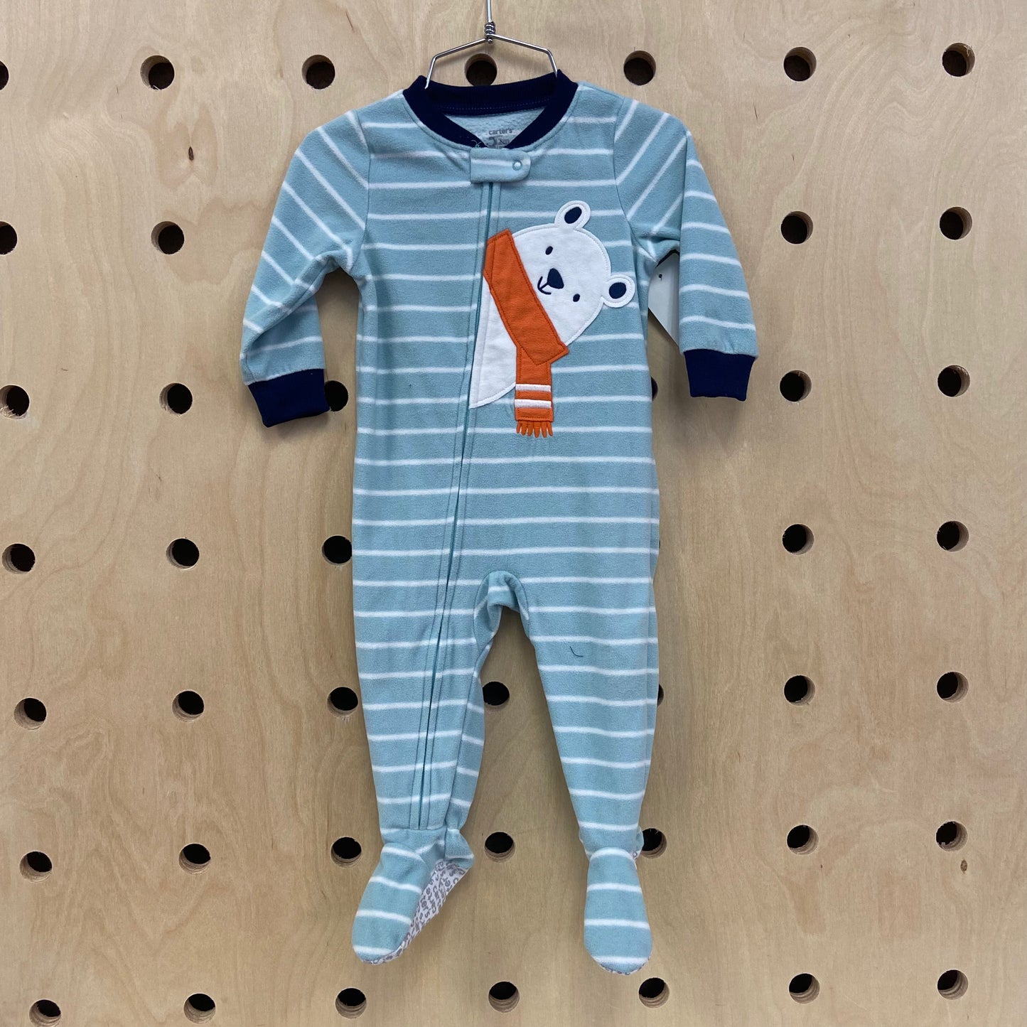 Mint Striped Polar Bear Footie