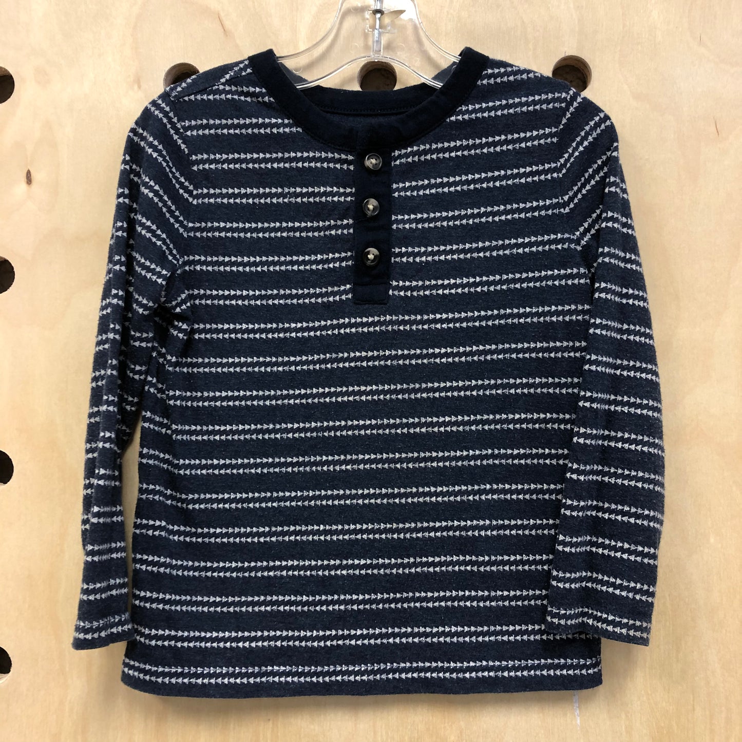 Blue Triangle Stripe LS Henley