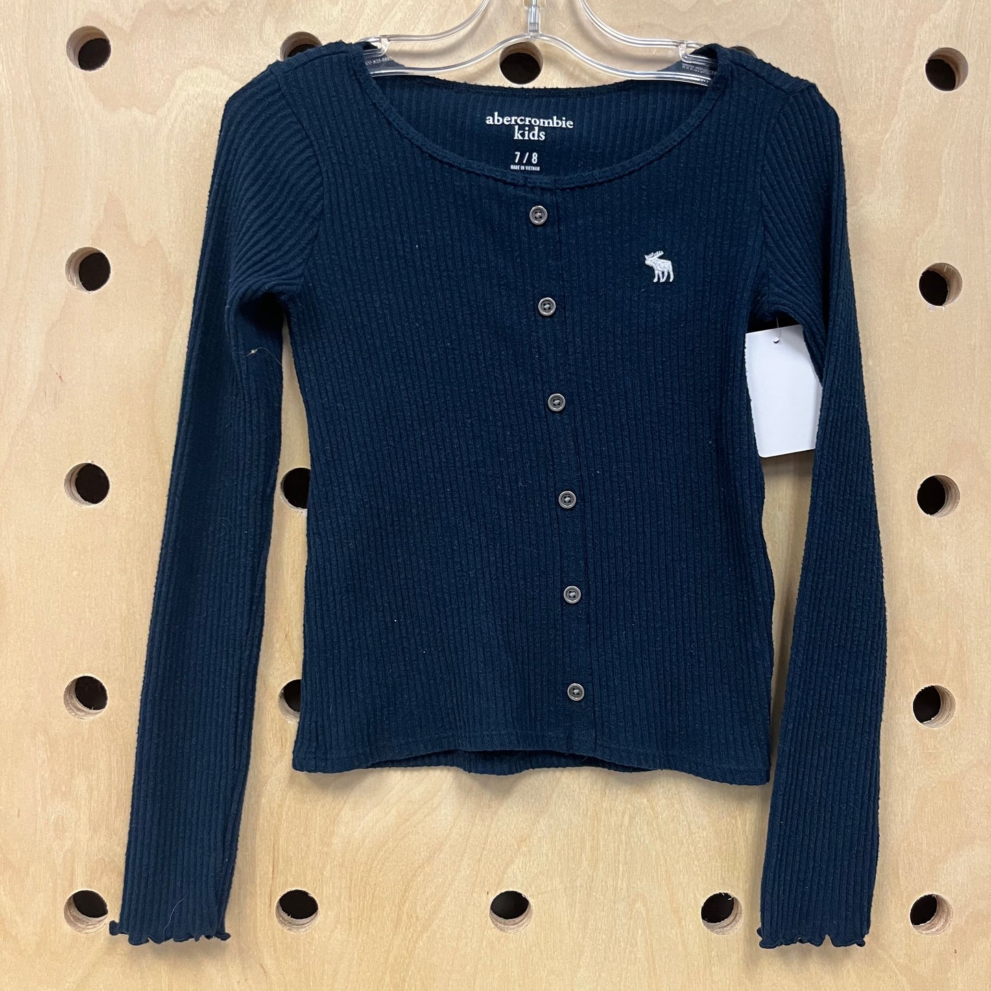 Navy Ribbed LS Top