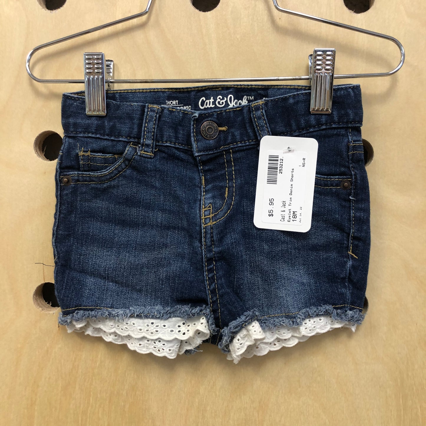 Eyelet Trim Denim Shorts