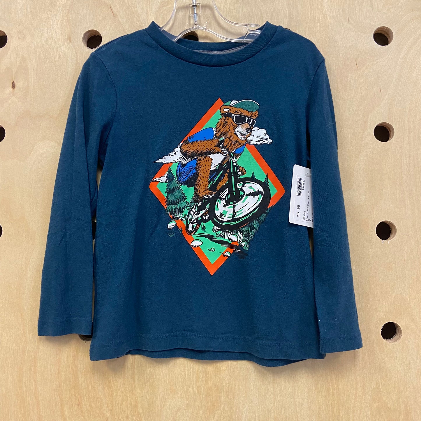 Blue Biker Bear LS Tee