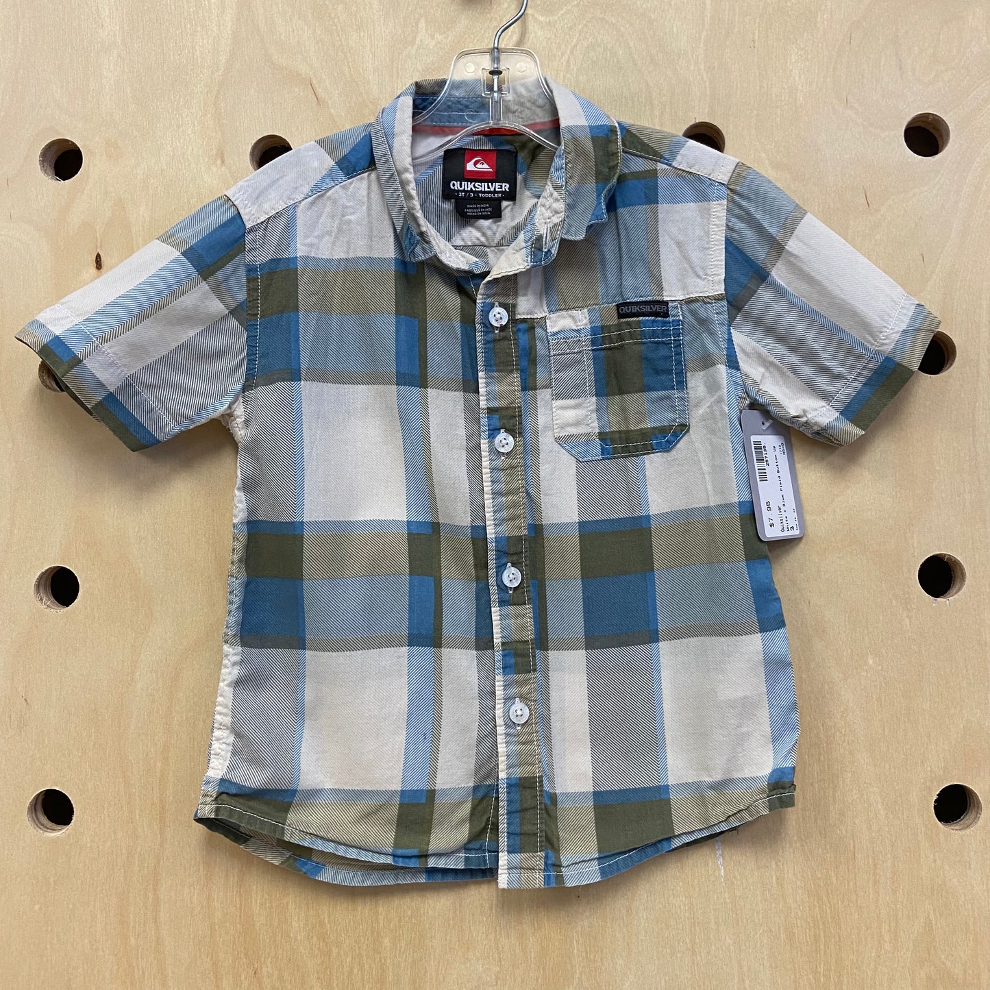 White + Blue Plaid Button Up