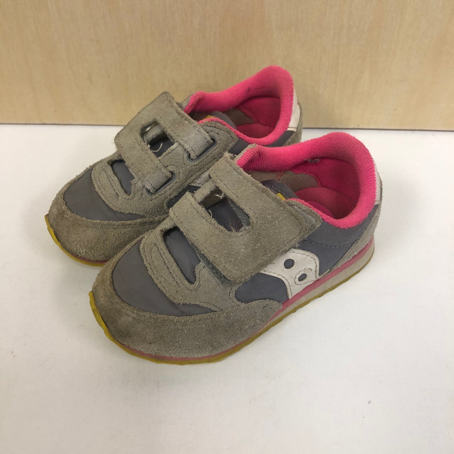 Grey & Pink Velcro Sneakers