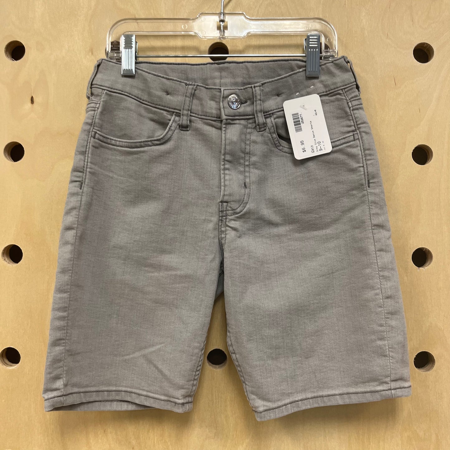 Grey Slim Denim Shorts
