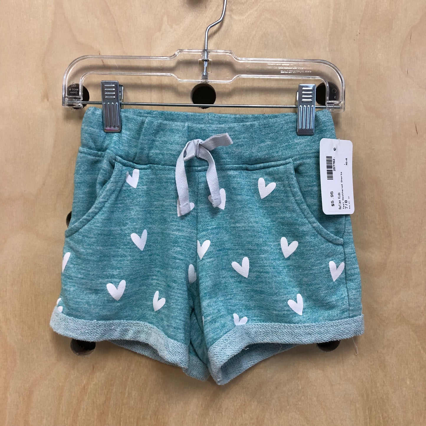 Teal Heathered Heart Shorts
