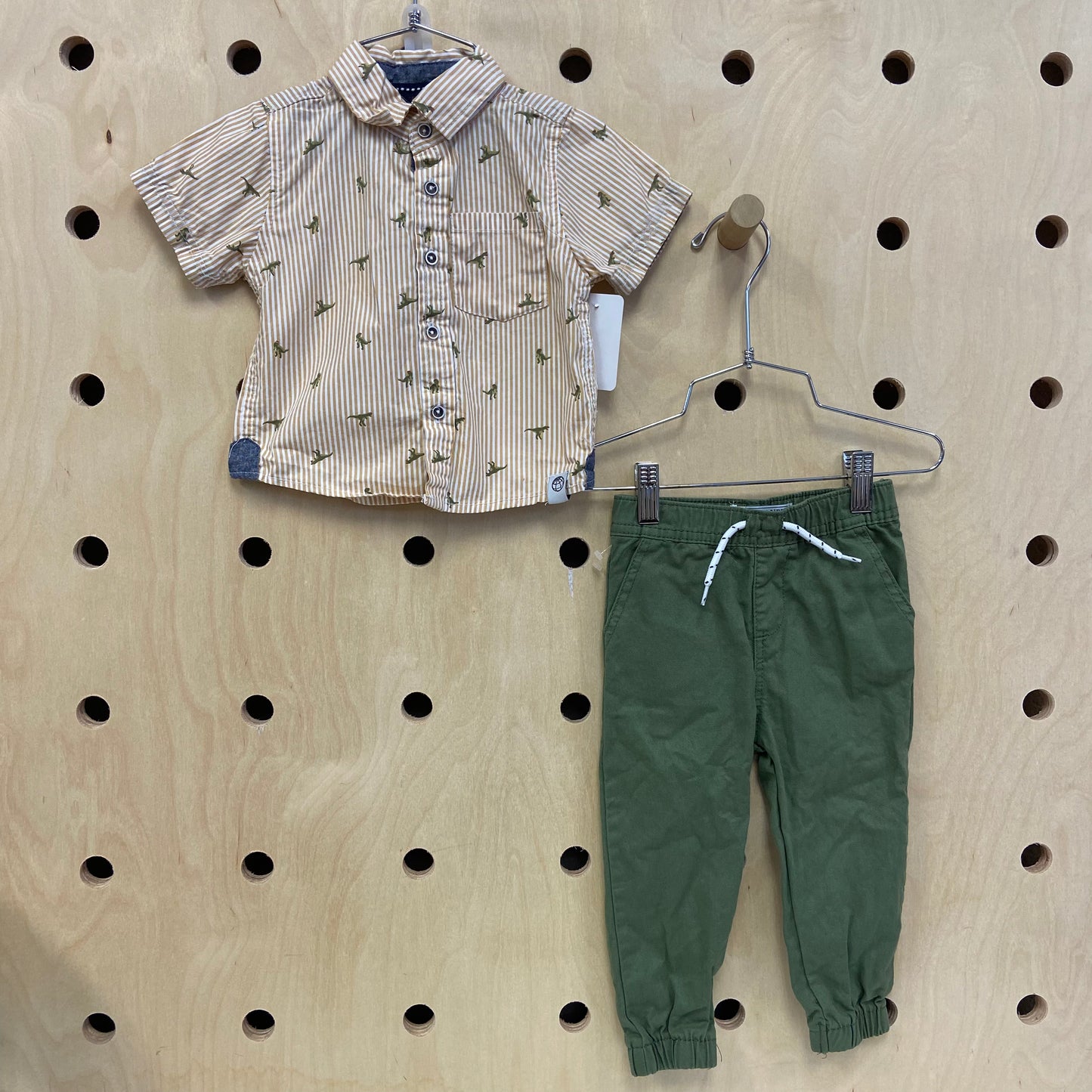 Mustard/Olive Striped Dino Set