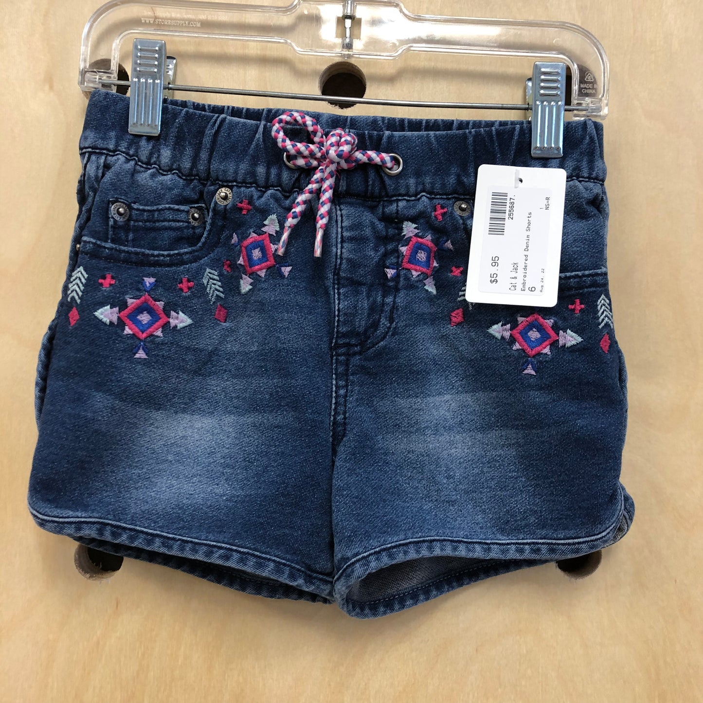 Embroidered Denim Shorts