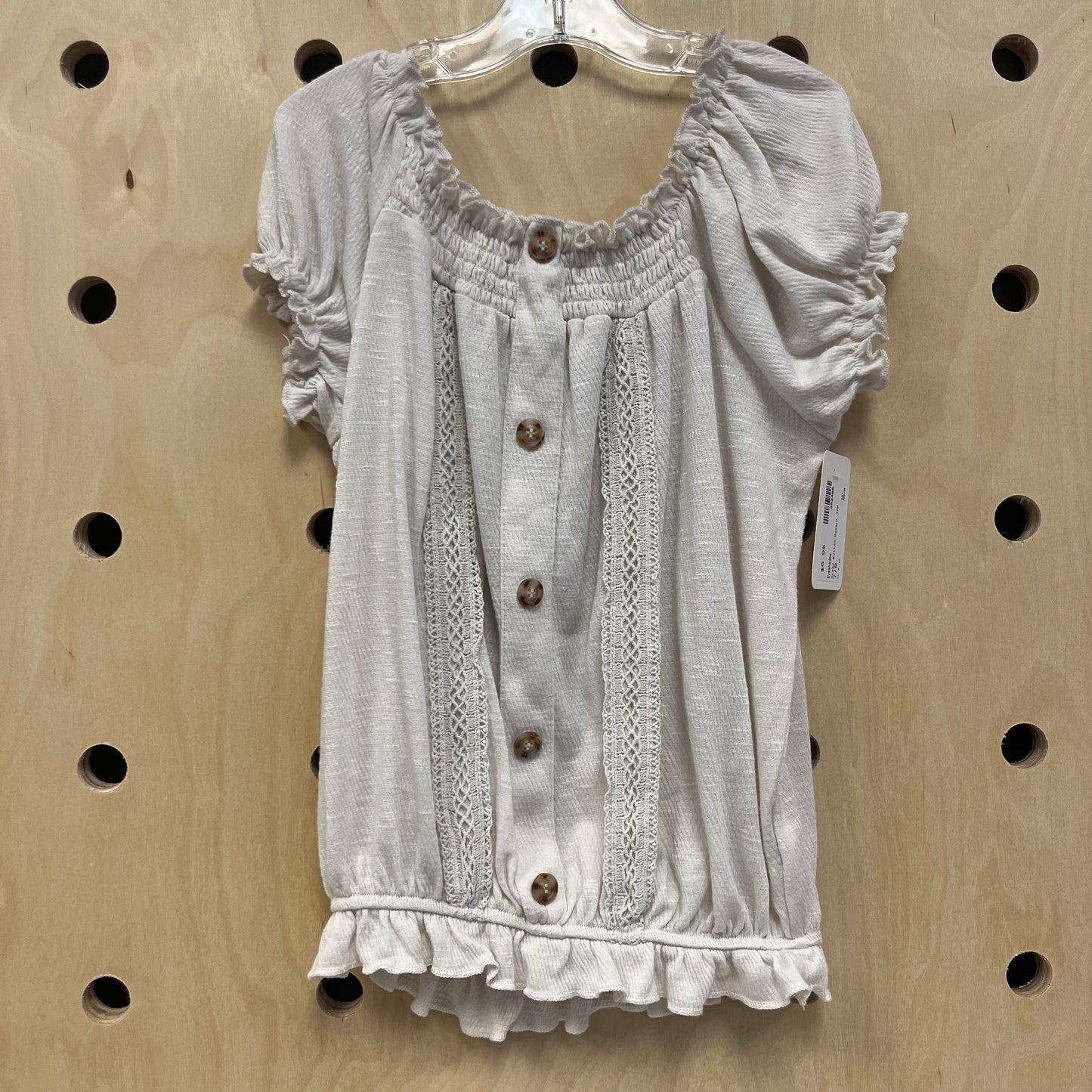 Cream Button Pesant Top