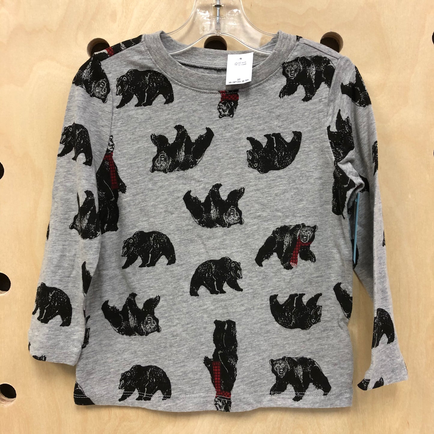 Grey Black Bear LS Tee NEW!