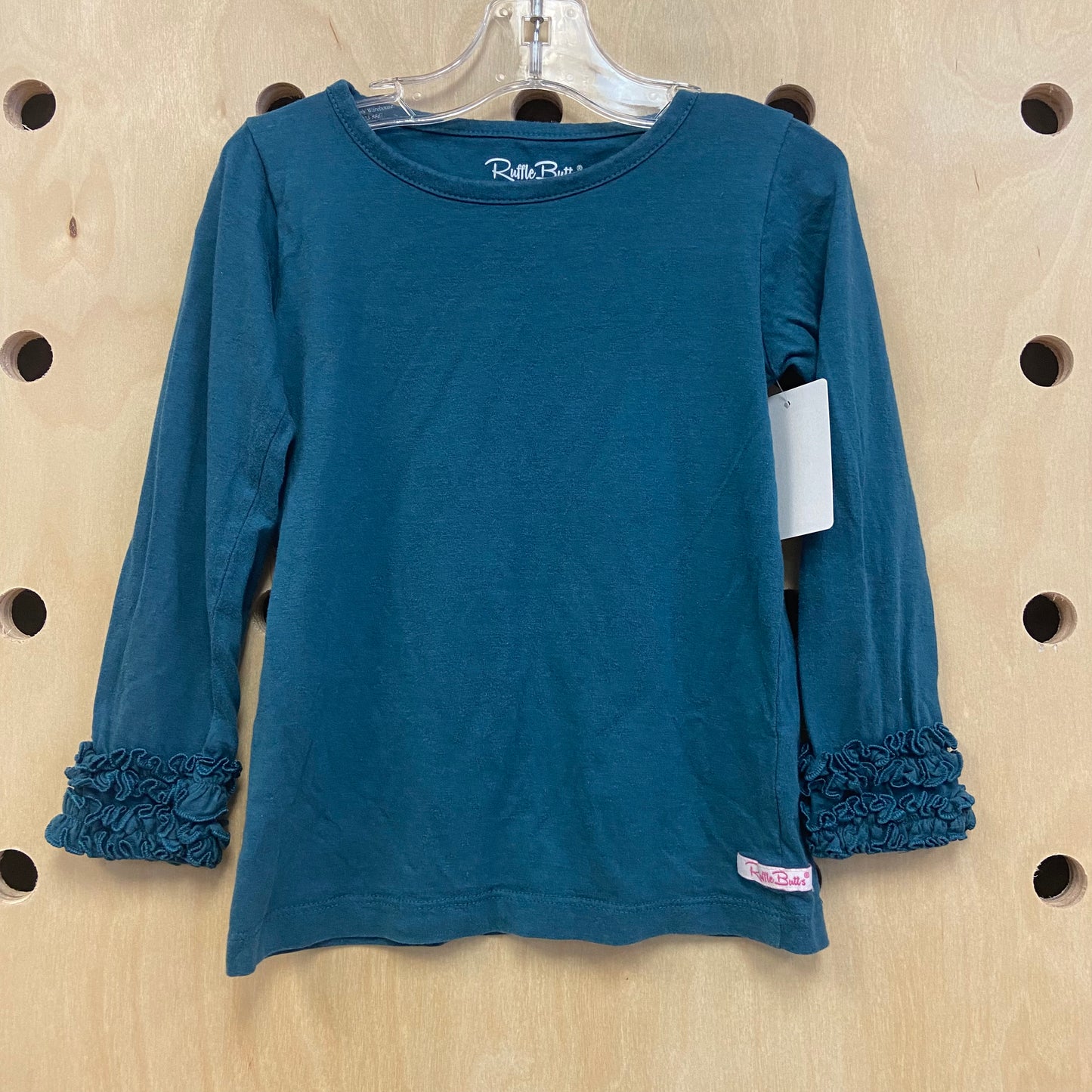Teal Ruffle Sleeve LS Top