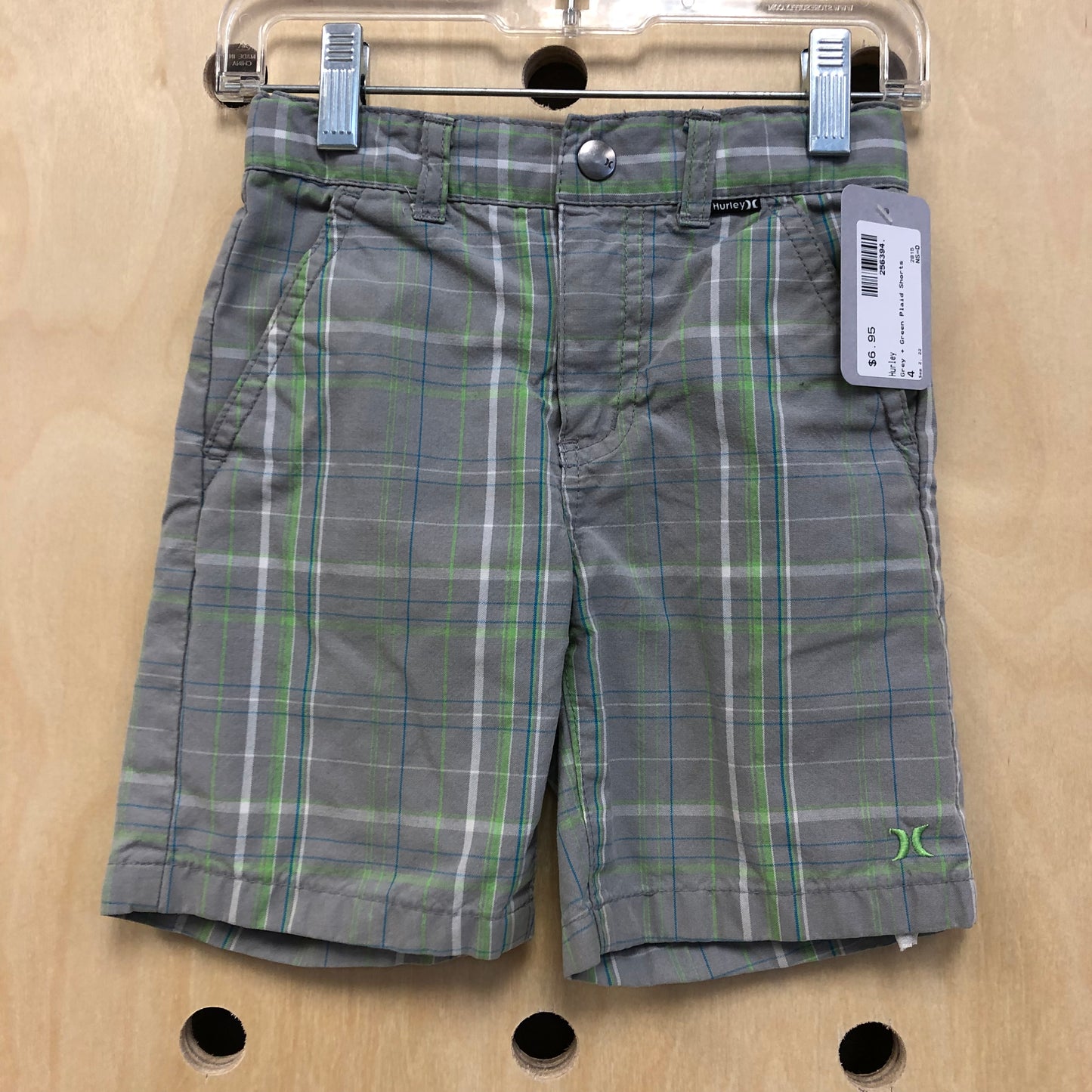 Grey + Green Plaid Shorts
