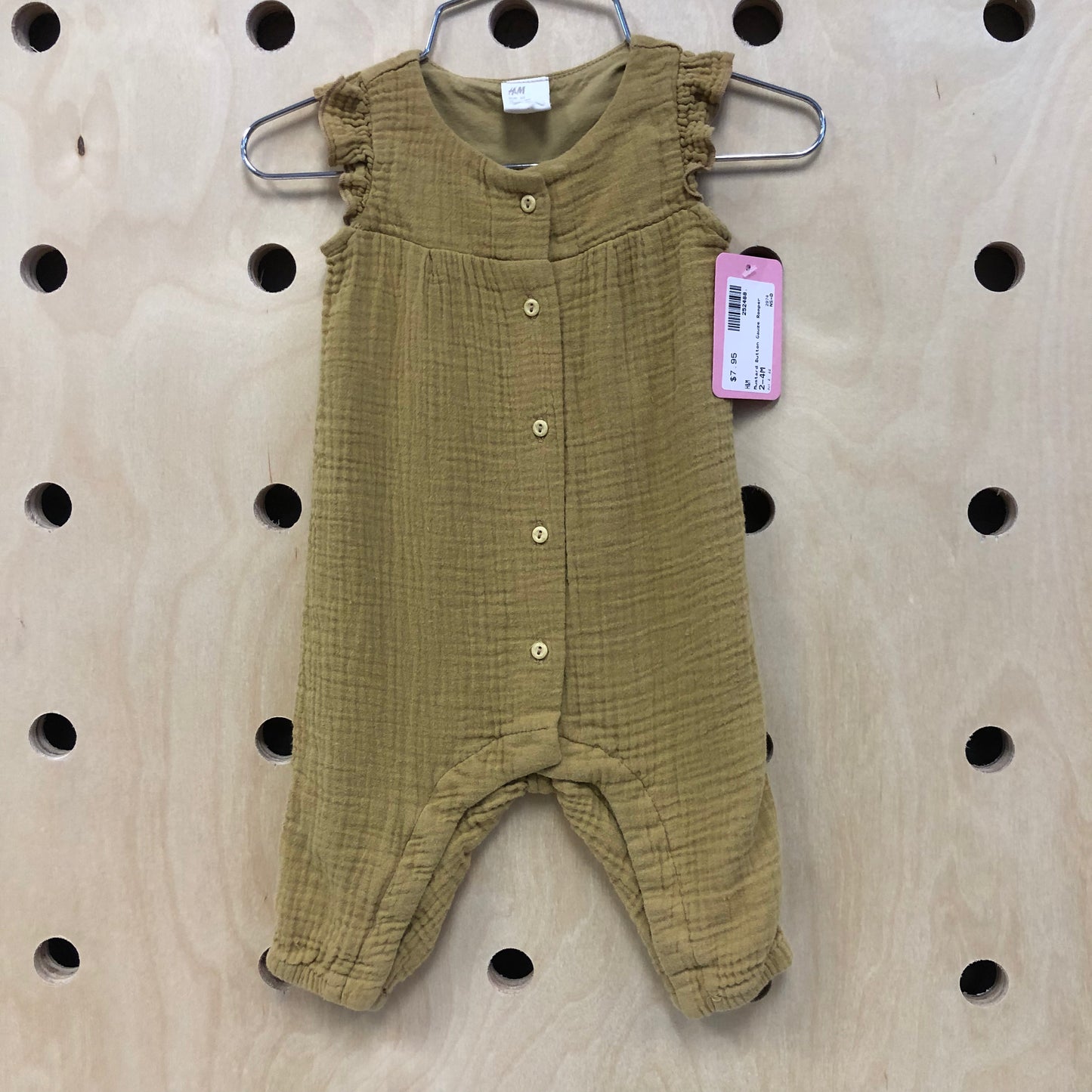 Mustard Button Gauze Romper