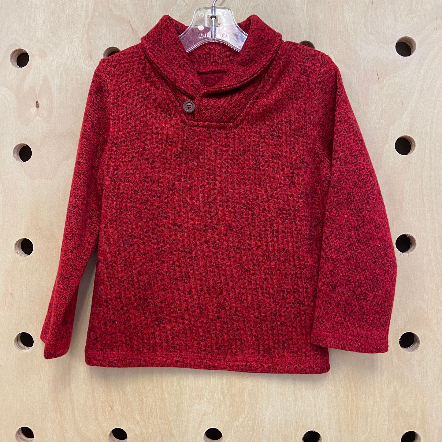 Red Heathered Shawl Pullover