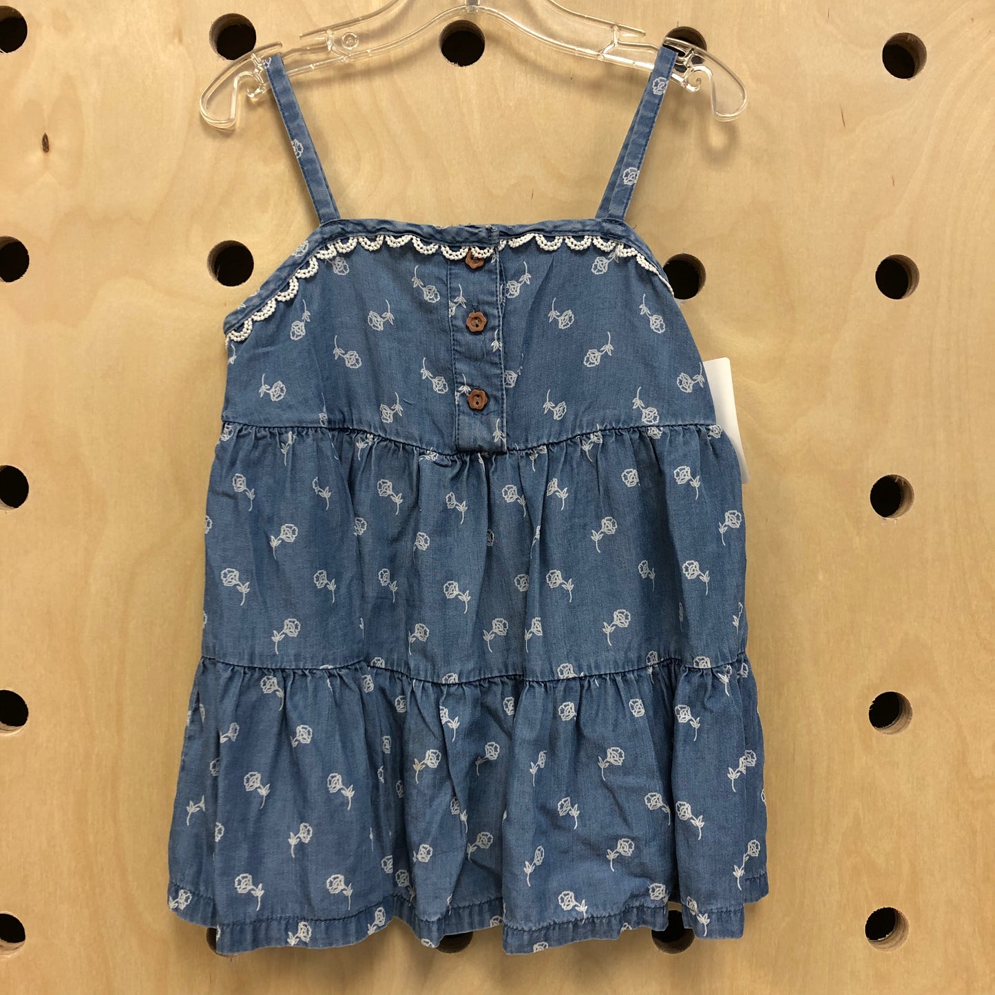 Chambray Floral Butto Tank