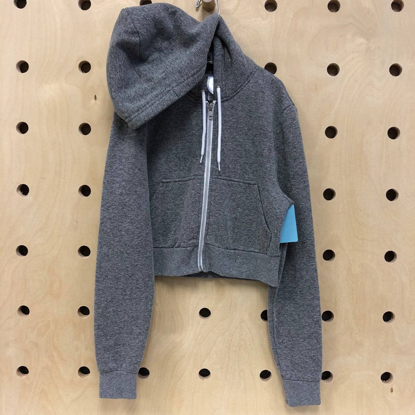 GRey Cropped Zip Hoodie