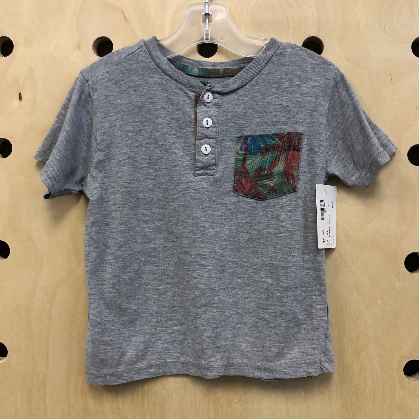 Grey Tropical Pocket Henley T
