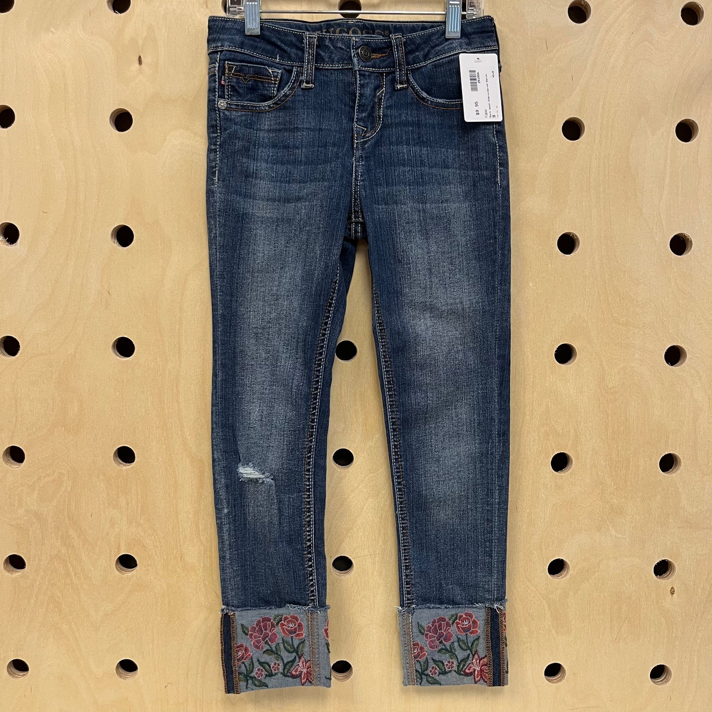Dark Wash Embroidered Denim