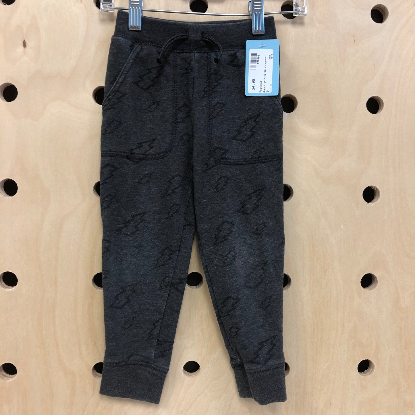 Grey Lightning Bolt Joggers