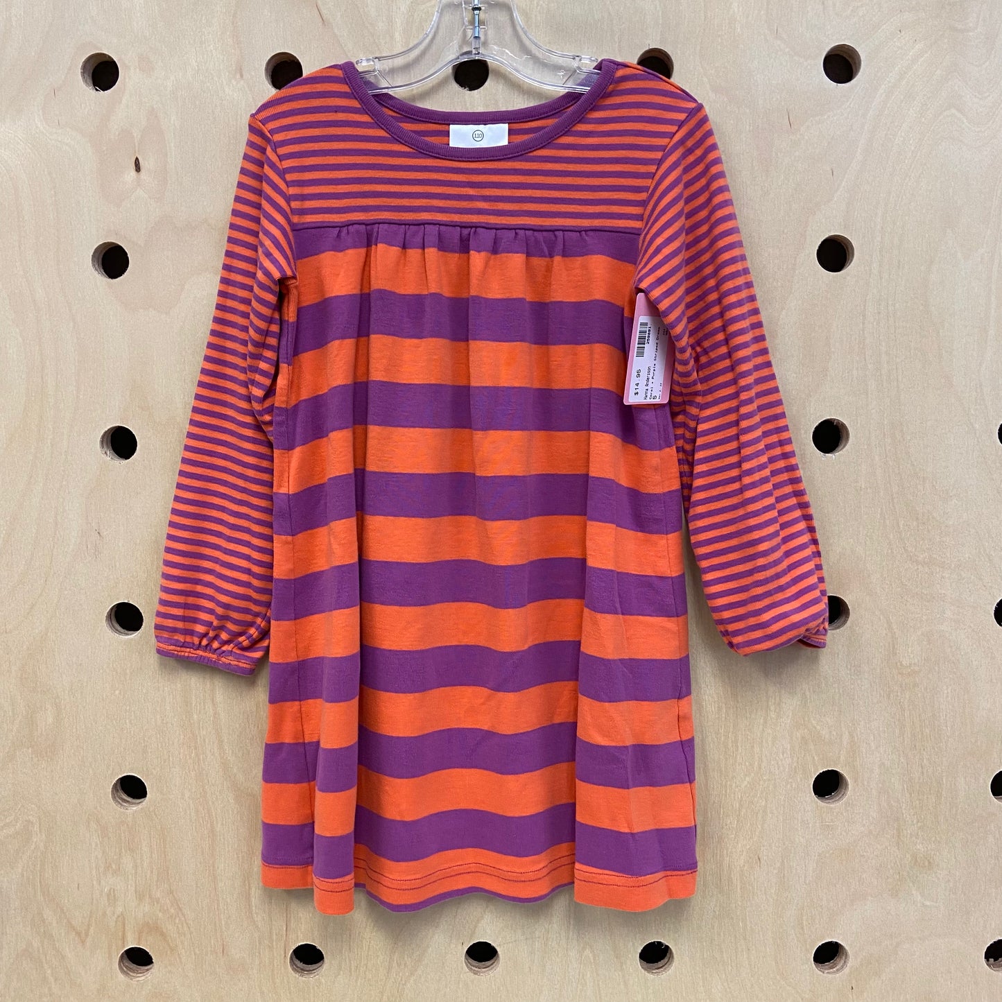 Coral + Purple Striped Dress