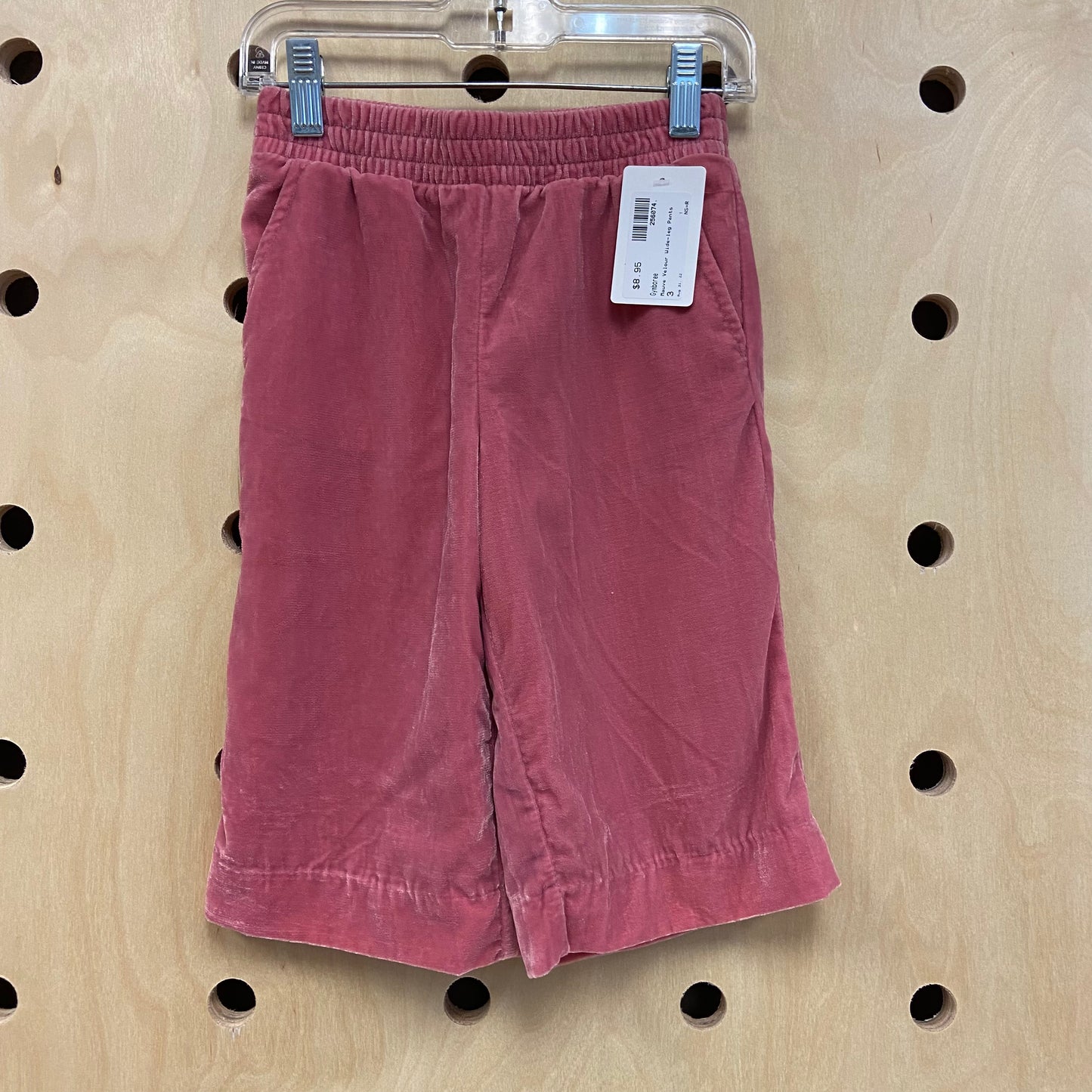 Mauve Velour Wide-leg Pants