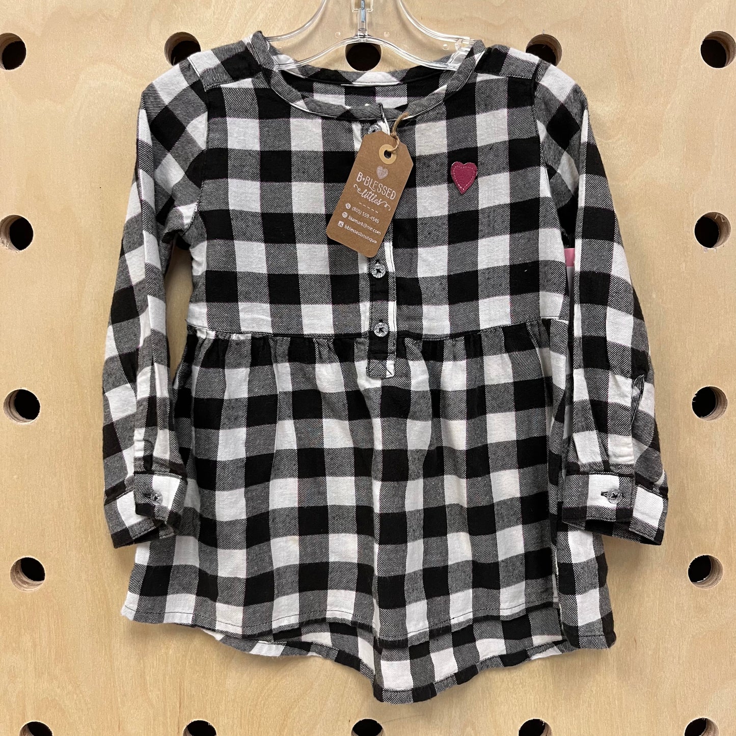 Blk + Wht Flannel Tunic NEW!