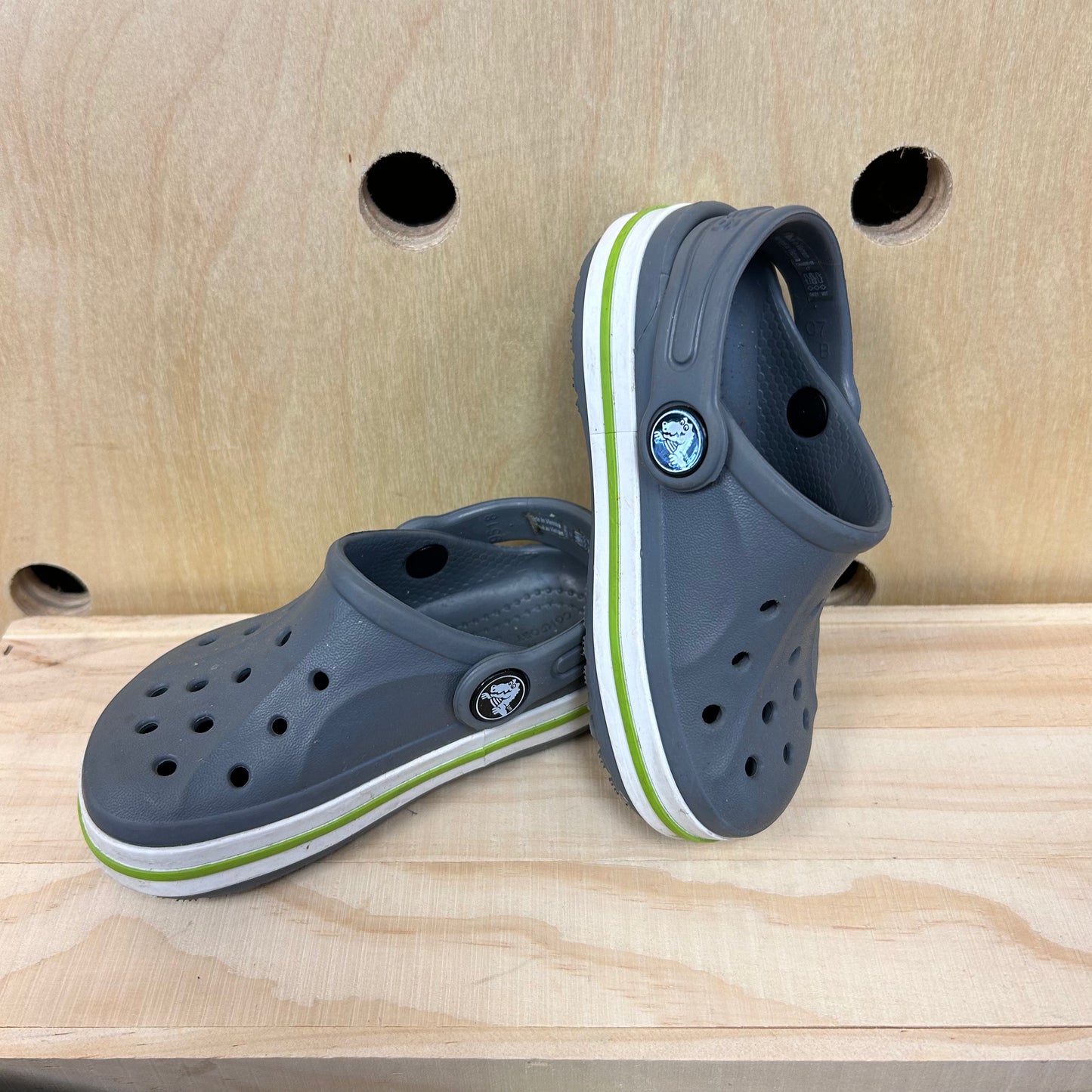 Grey & Green Clogs
