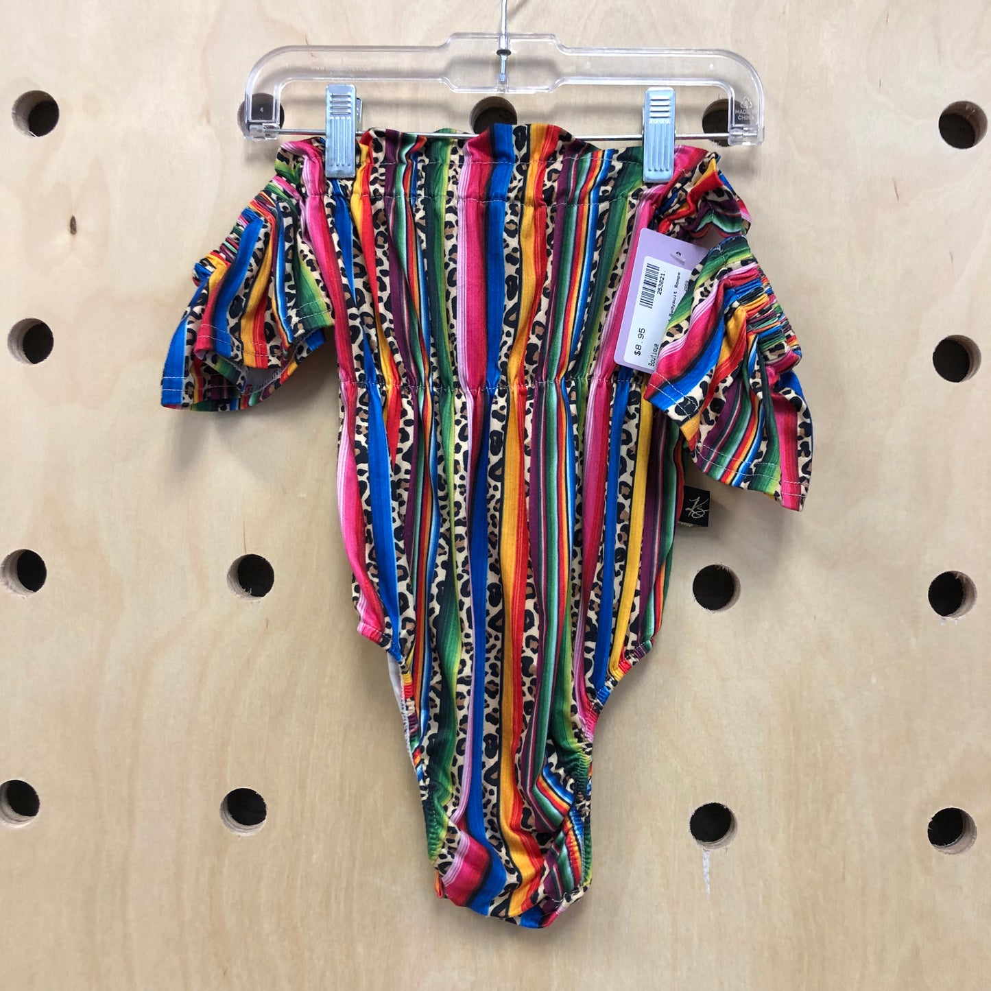 Striped Leopard Bodysuit Romper
