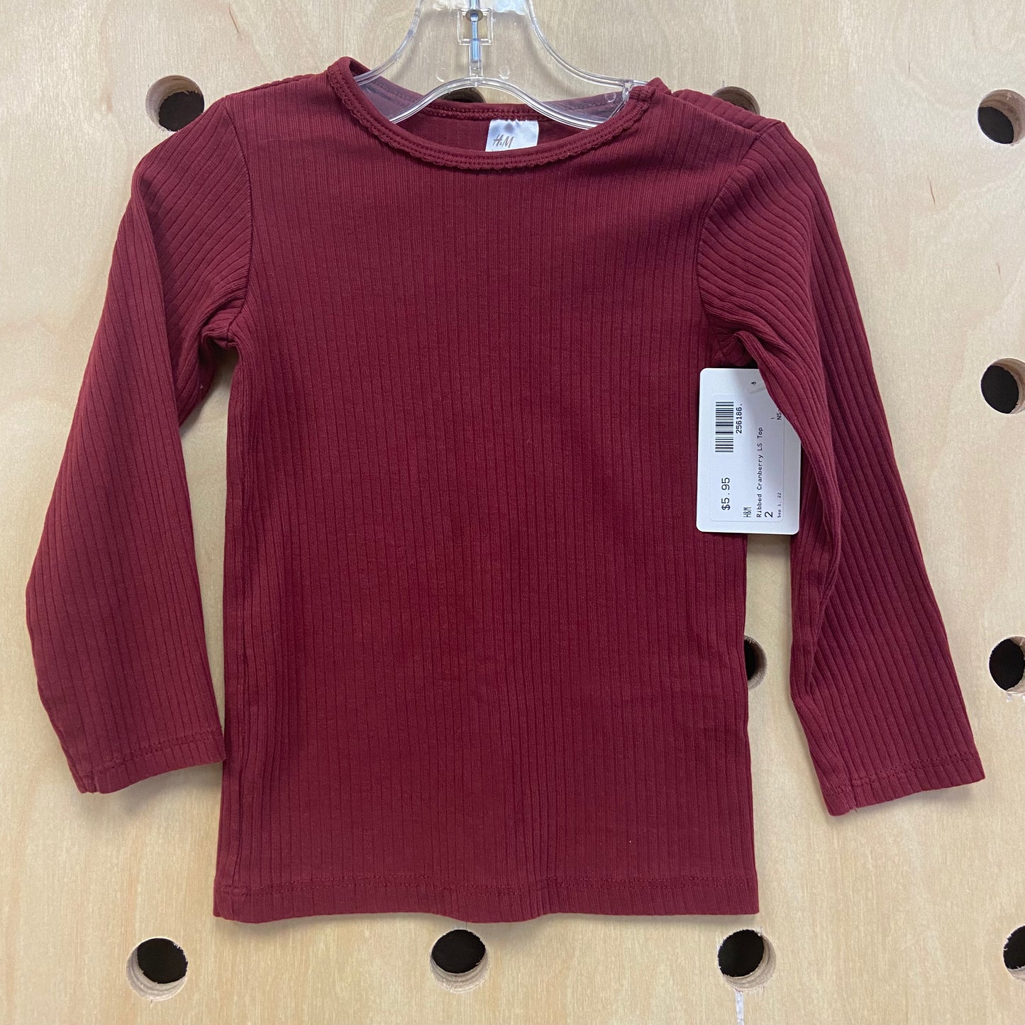 Ribbed Cranberry LS Top