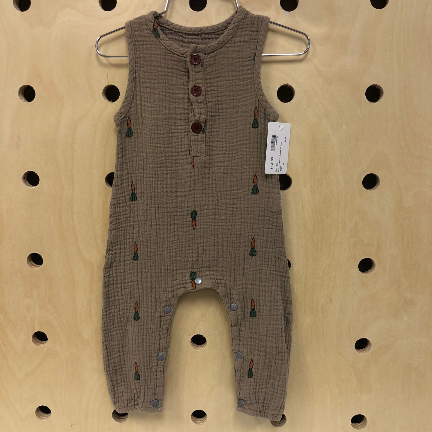 Brown Carrot Gauze Romper