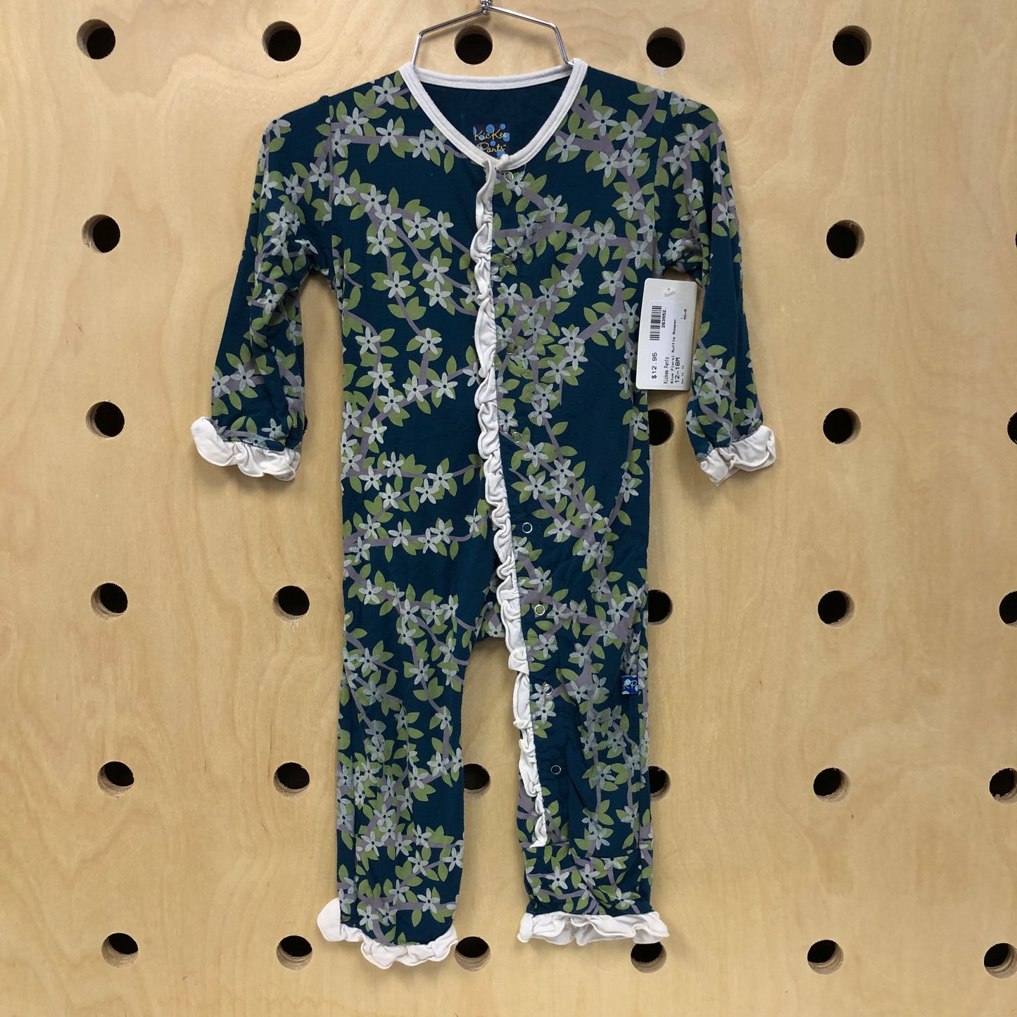 Blue Floral Ruffle Romper