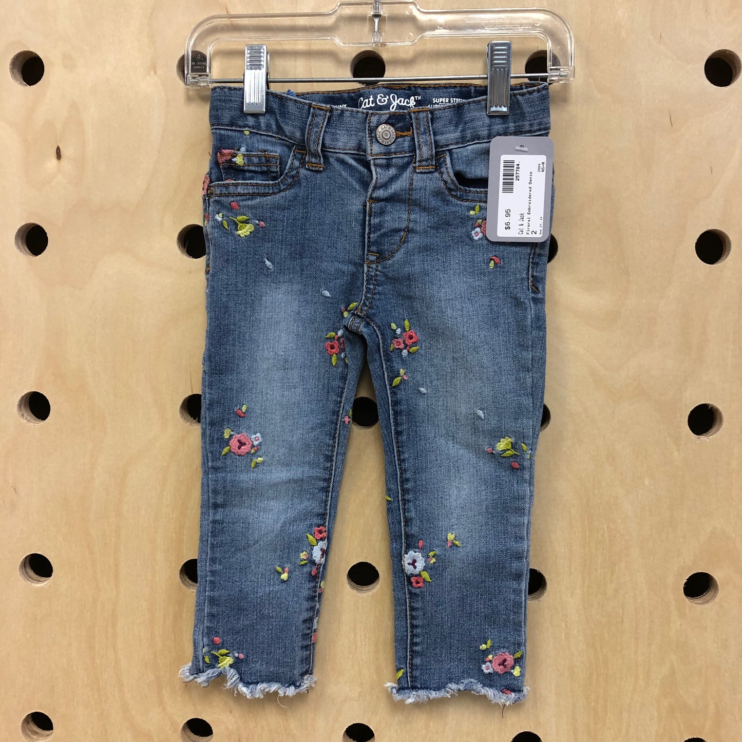 Floral Embroidered Denim