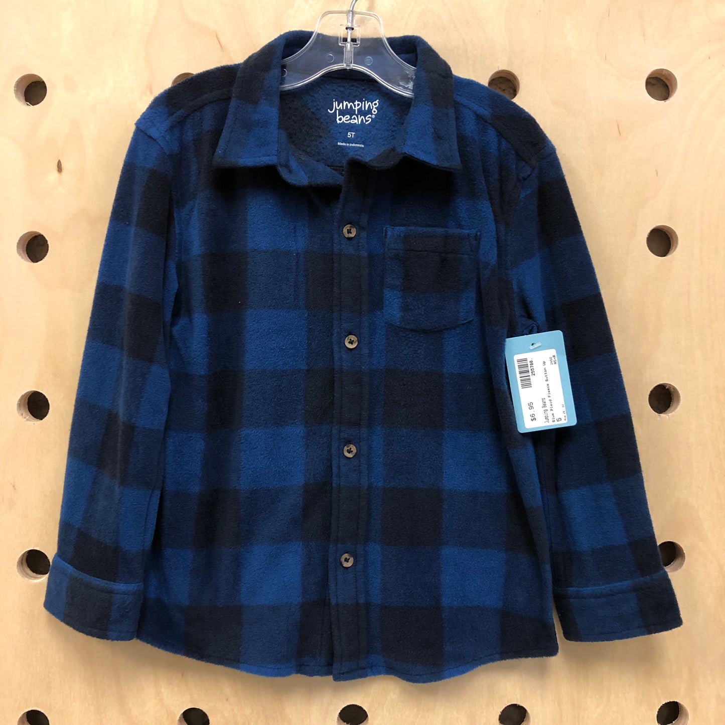 Blue Plaid Fleece Button Up