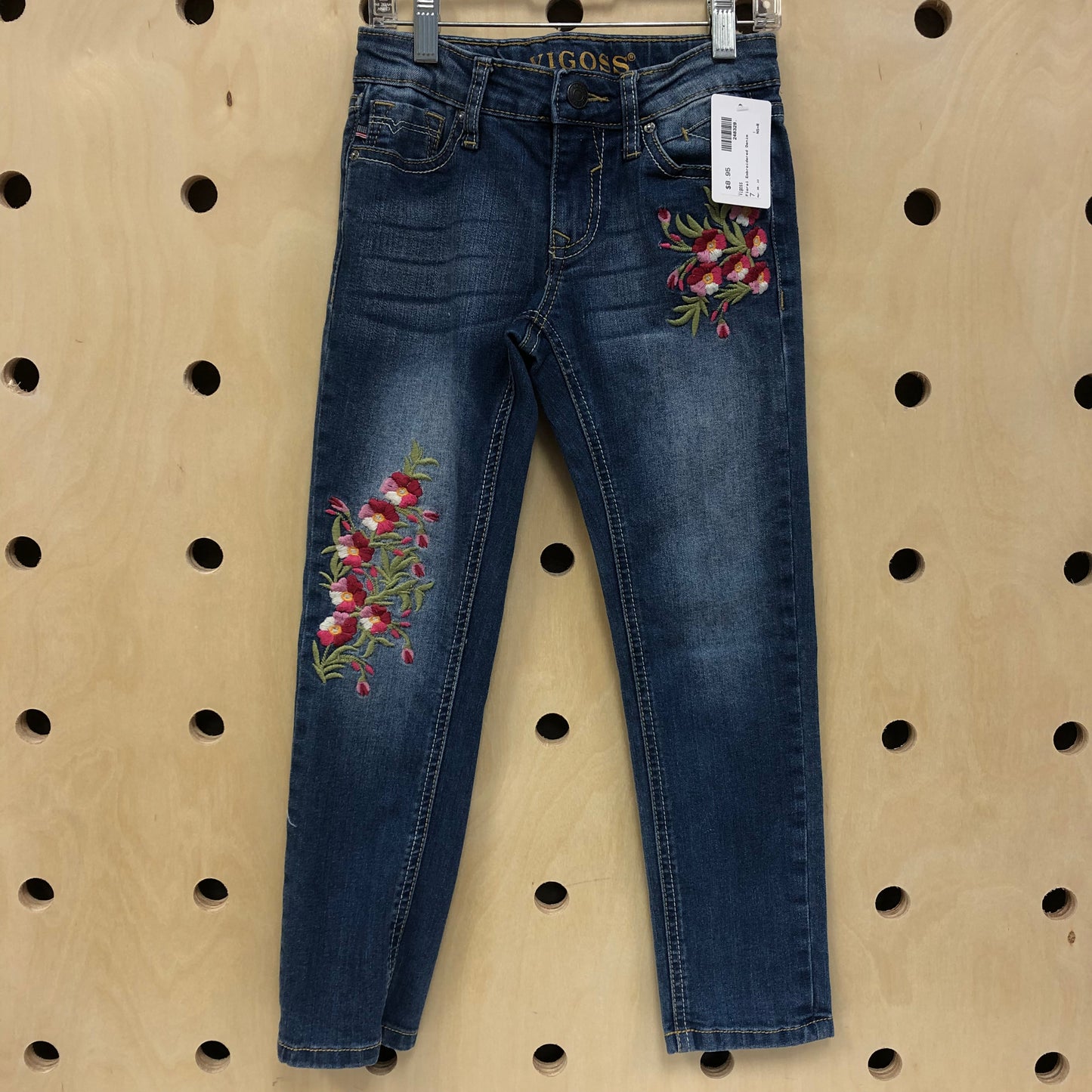 Floral Embroidered Denim