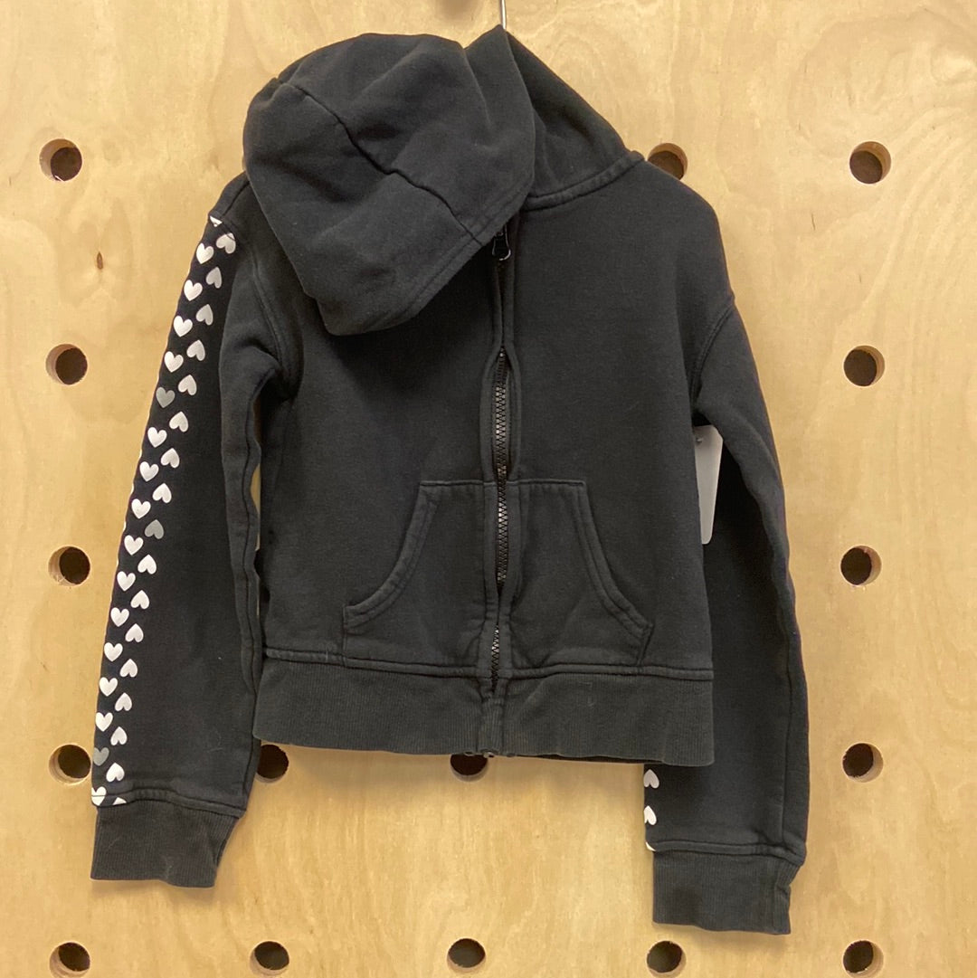 Blk + Wht Heart Zip Up Hoodie